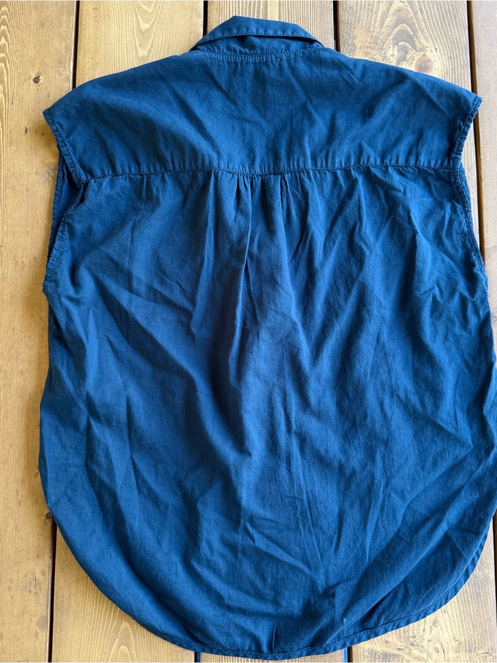 Prairie Underground Navy/teal Sleeveless Organic Cotton Button Front Blouse S - Picture 6 of 8